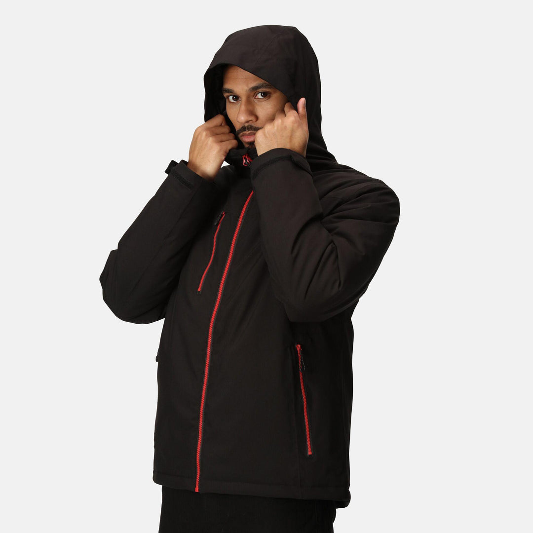 Regatta Professional Navigate Waterproof Insulated Jacket Black/Classic Red Model 6#colour_black-classic-red