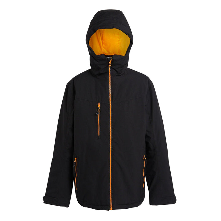 Regatta Professional Navigate Waterproof Insulated Jacket Black/Orange Pop 1#colour_black-orange-pop