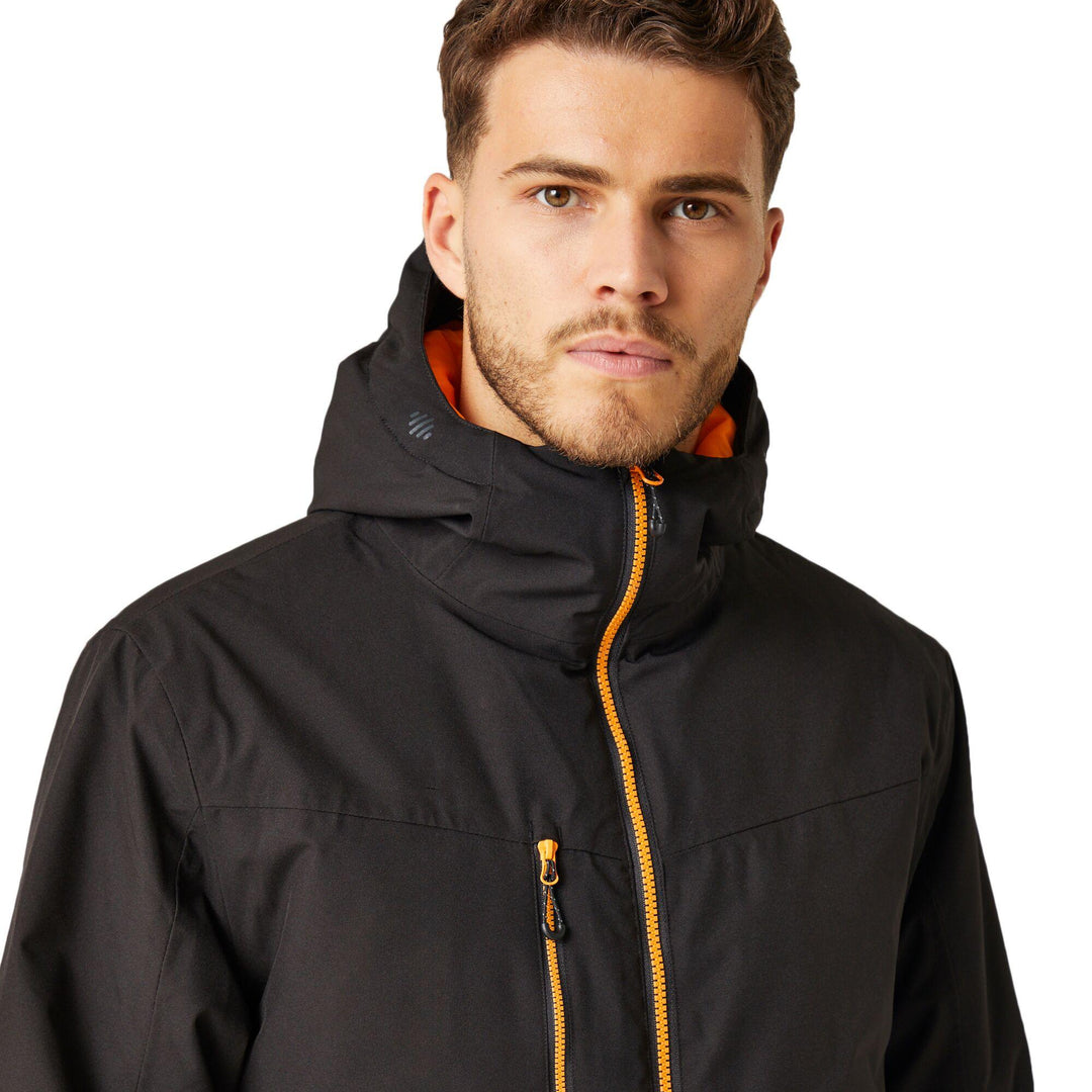 Regatta Professional Navigate Waterproof Insulated Jacket Black/Orange Pop Model 7#colour_black-orange-pop