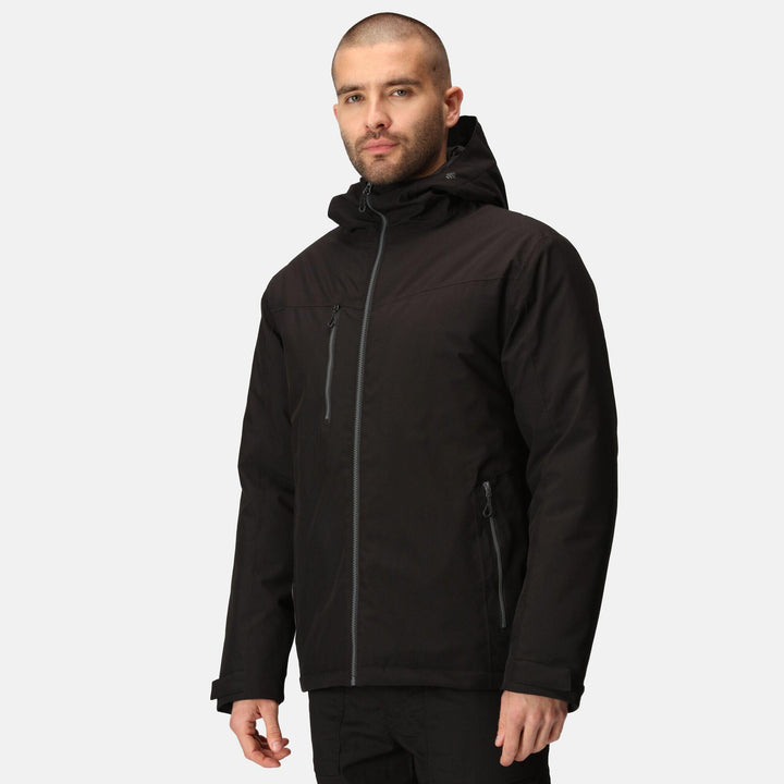 Regatta Professional Navigate Waterproof Insulated Jacket Black/Seal Grey Model 1#colour_black-seal-grey