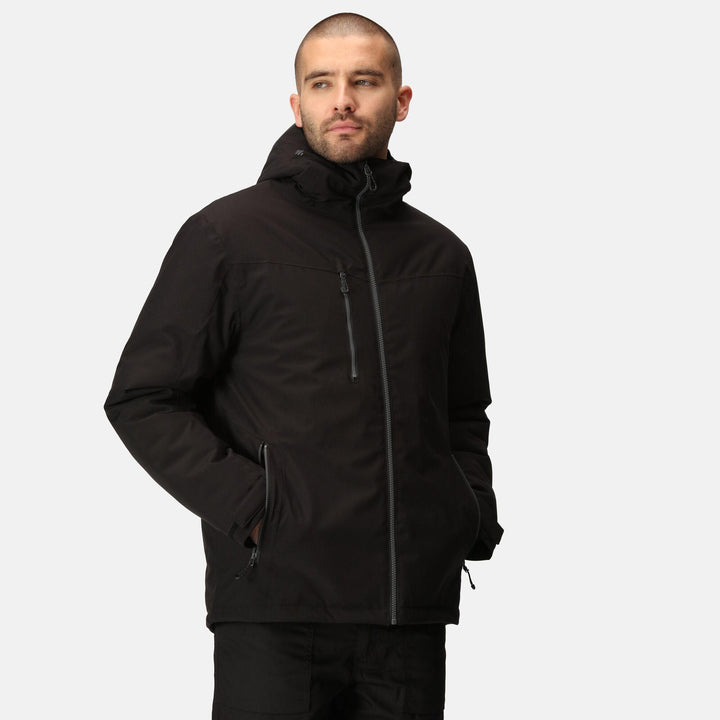 Regatta Professional Navigate Waterproof Insulated Jacket Black/Seal Grey Model 5#colour_black-seal-grey