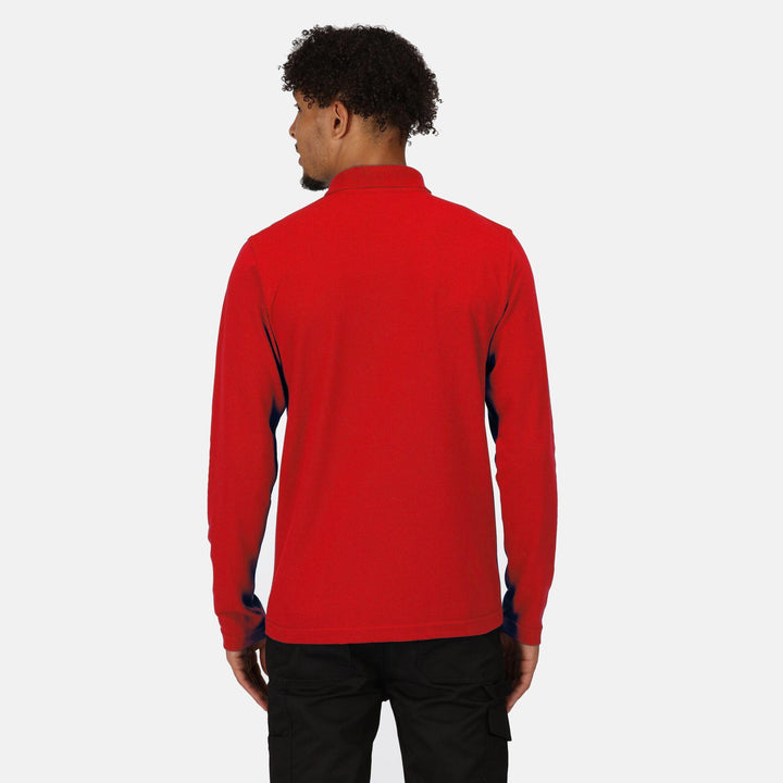 Regatta Professional Pro 65/35 Long Sleeve Polo Shirt Classic Red Model 2#colour_classic-red