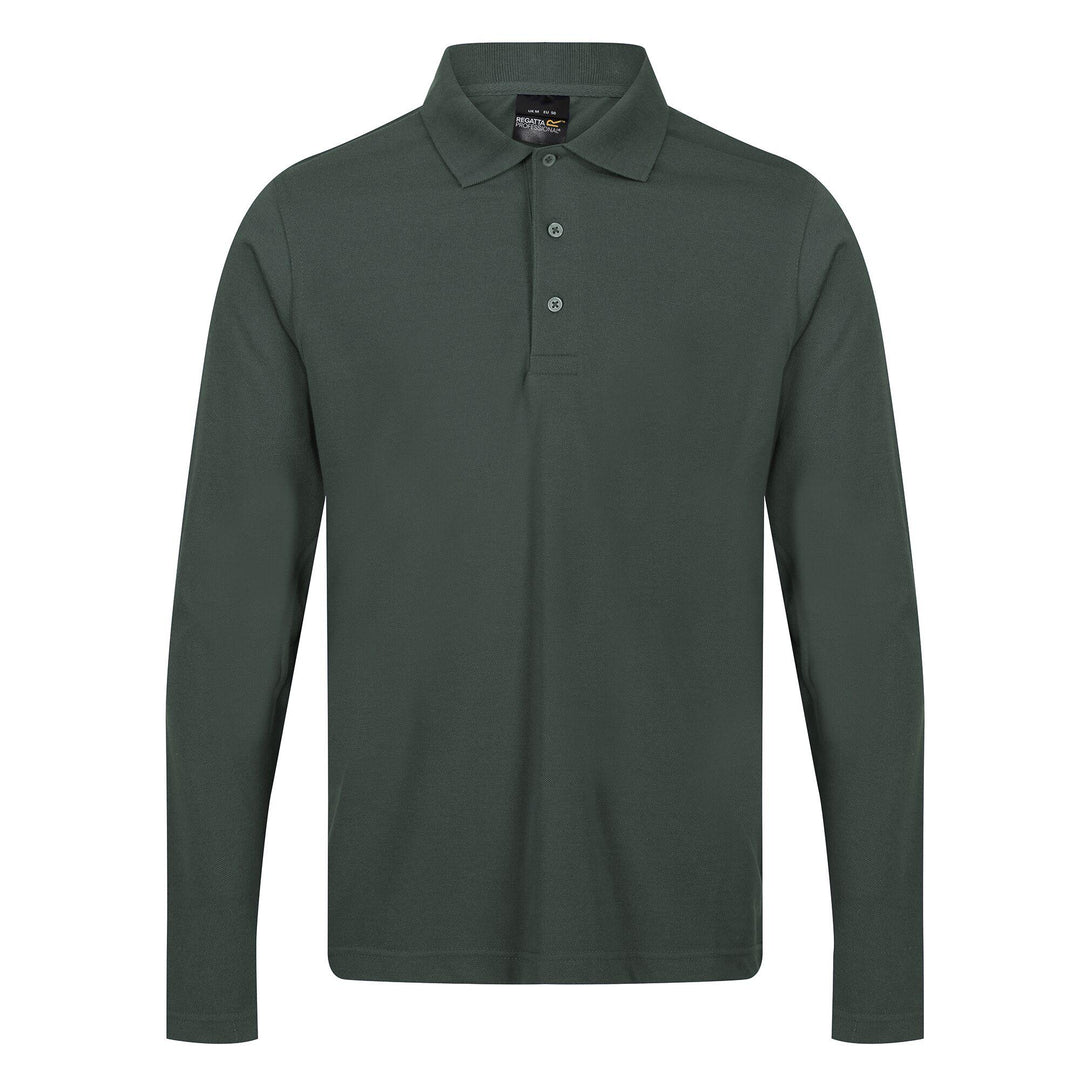 Regatta Professional Pro 65/35 Long Sleeve Polo Shirt Dark Green 1#colour_dark-green