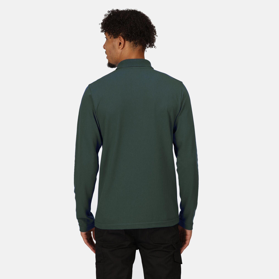 Regatta Professional Pro 65/35 Long Sleeve Polo Shirt Dark Green Model 2#colour_dark-green