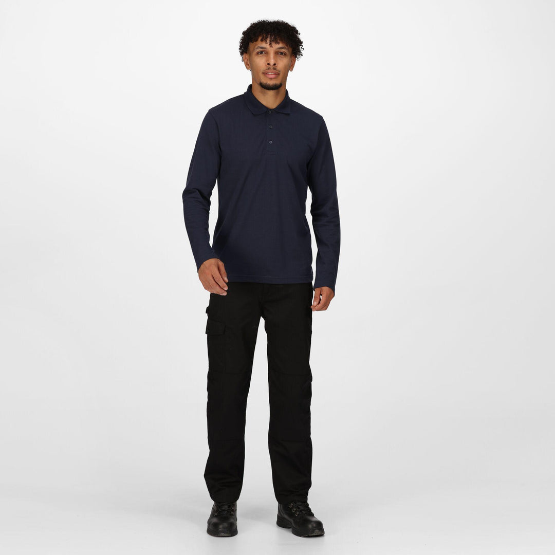 Regatta Professional Pro 65/35 Long Sleeve Polo Shirt Navy Model 3#colour_navy