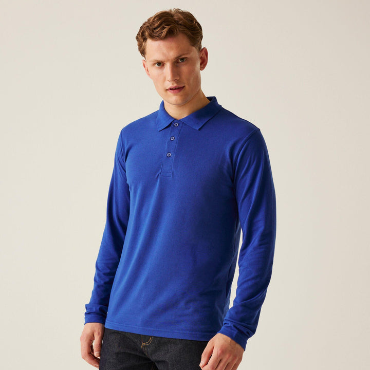 Regatta Professional Pro 65/35 Long Sleeve Polo Shirt New Royal Model 1#colour_new-royal