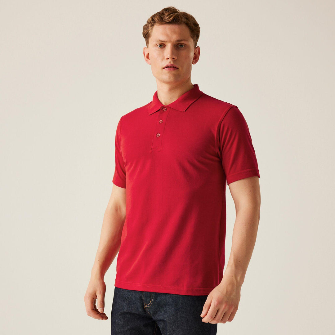 Regatta Professional Pro 65/35 Short Sleeve Polo Shirt Classic Red Model 1#colour_classic-red