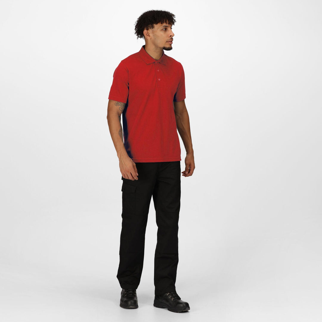 Regatta Professional Pro 65/35 Short Sleeve Polo Shirt Classic Red Model 3#colour_classic-red