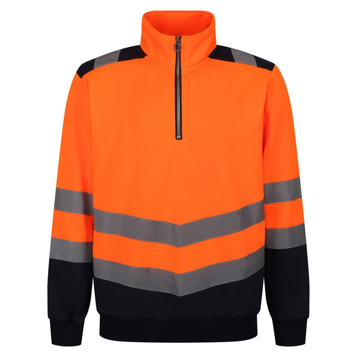 Regatta Professional Pro Hi Vis 1/4 Zip Sweatshirt Orange/Navy 1#colour_orange-navy