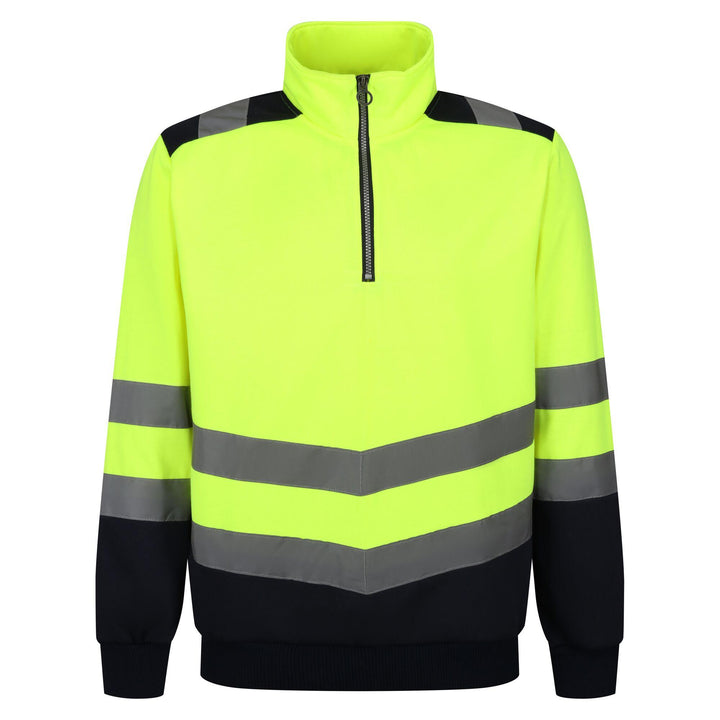 Regatta Professional Pro Hi Vis 1/4 Zip Sweatshirt Yellow/Navy 1#colour_yellow-navy