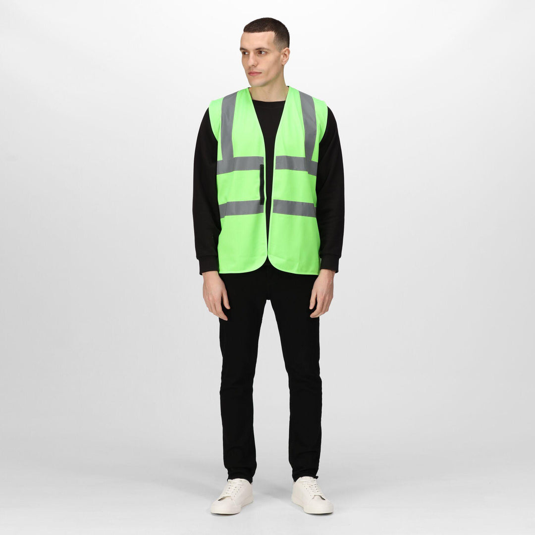 Regatta Professional Pro Identity Reflective Vest Lime Green Model 3#colour_lime-green