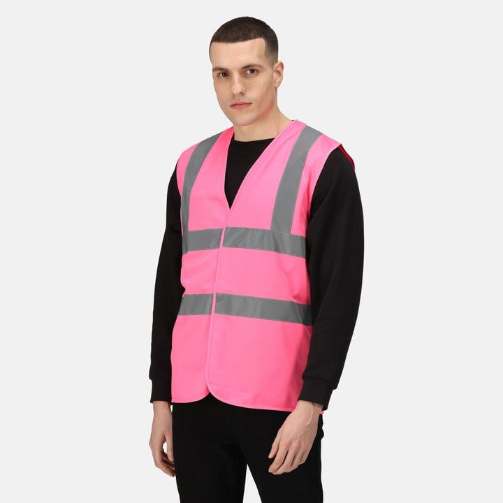 Regatta Professional Pro Identity Reflective Vest Pink Model 1#colour_pink