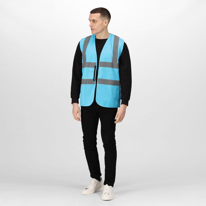 Regatta Professional Pro Identity Reflective Vest Sky Blue Model 3#colour_sky-blue