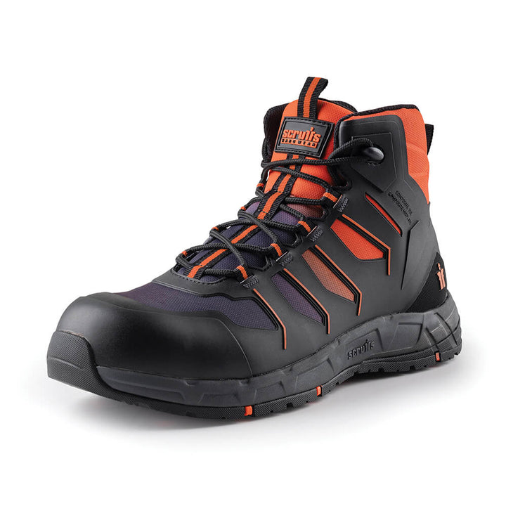 Scruffs Glide Lightweight S3 ESD Safety Boots Black/Orange 4#colour_black-orange