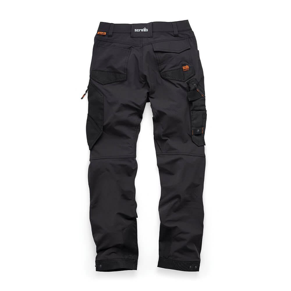 Scruffs Pro Flex Plus 4-Way-Stretch Cordura Knee Pocket Cargo Trousers Black 2#colour_black