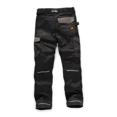 Scruffs Pro Flex Slim Fit Stretch Cordura Knee Pocket Cargo Trousers Black 2#colour_black