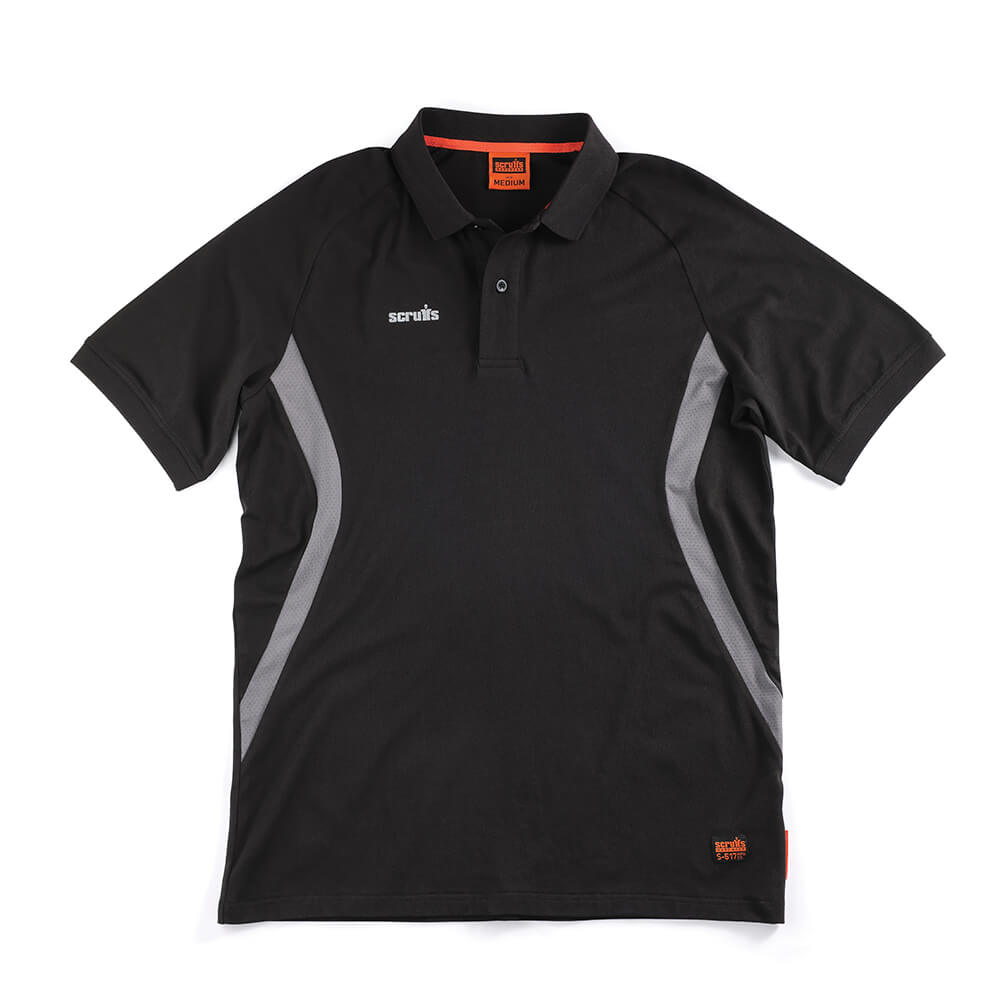 Scruffs Tech Moisture-Wicking Quick-Dry Polo Shirt Black 1#colour_black