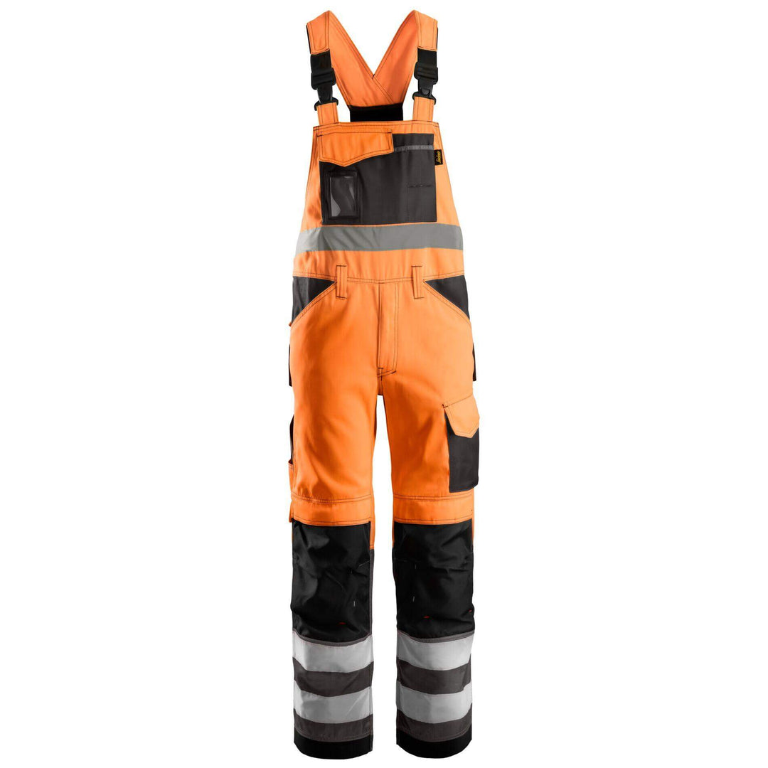 Snickers 0113 Hi Vis Bib and Brace Cordura Trousers Class 2 Hi Vis Orange Muted Black Main #colour_hi-vis-orange-muted-black