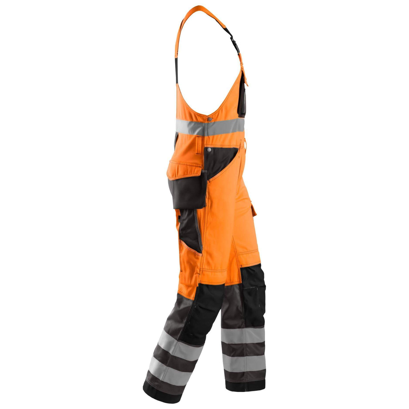 Snickers 0113 Hi Vis Bib and Brace Cordura Trousers Class 2 Hi Vis Orange Muted Black right #colour_hi-vis-orange-muted-black