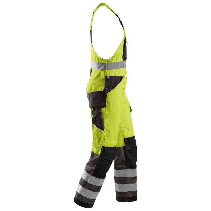 Snickers 0113 Hi Vis Bib and Brace Cordura Trousers Class 2 Hi Vis Yellow Muted Black right #colour_hi-vis-yellow-muted-black