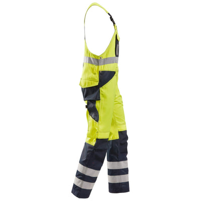 Snickers 0113 Hi Vis Bib and Brace Cordura Trousers Class 2 Hi Vis Yellow Navy Blue right #colour_hi-vis-yellow-navy-blue