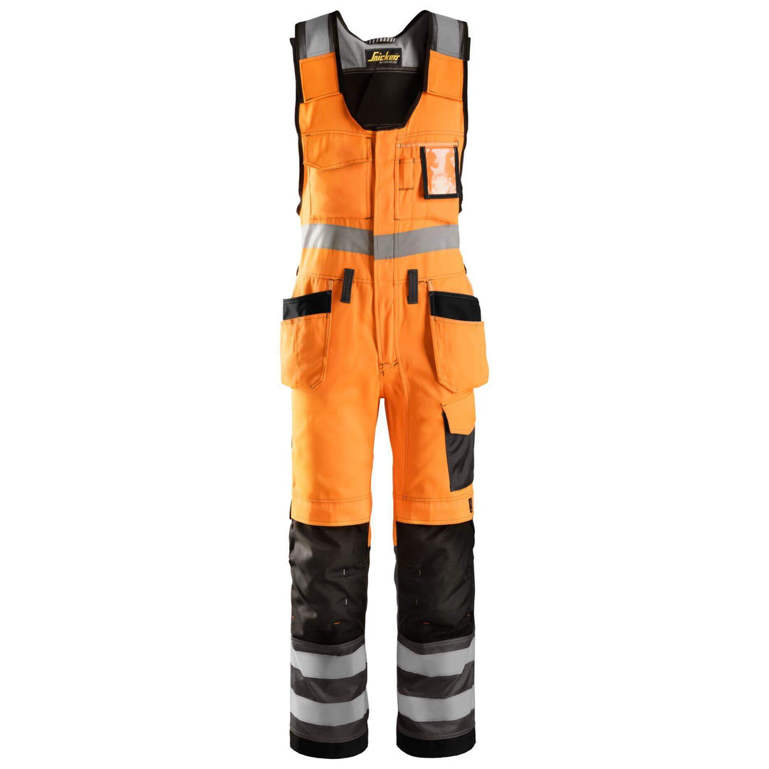 Snickers 0213 Hi Vis One piece Trousers Holster Pockets Class 2 Hi Vis Orange Muted Black Main #colour_hi-vis-orange-muted-black