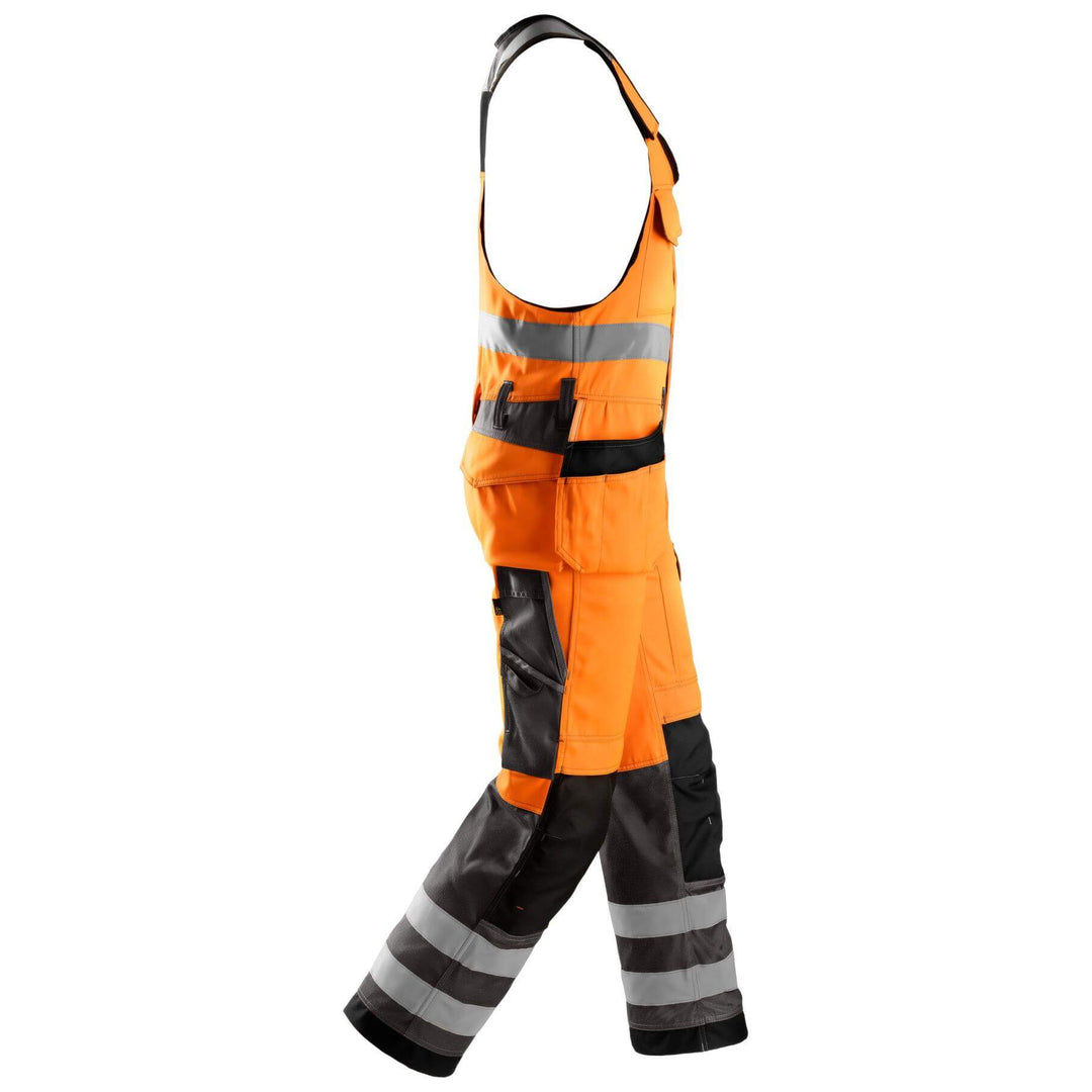 Snickers 0213 Hi Vis One piece Trousers Holster Pockets Class 2 Hi Vis Orange Muted Black right #colour_hi-vis-orange-muted-black