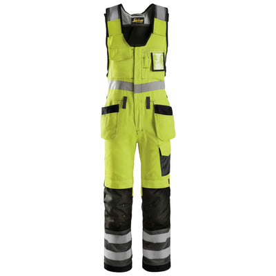 Snickers 0213 Hi Vis One piece Trousers Holster Pockets Class 2 Hi Vis Yellow Muted Black Main #colour_hi-vis-yellow-muted-black