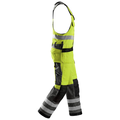 Snickers 0213 Hi Vis One piece Trousers Holster Pockets Class 2 Hi Vis Yellow Muted Black right #colour_hi-vis-yellow-muted-black