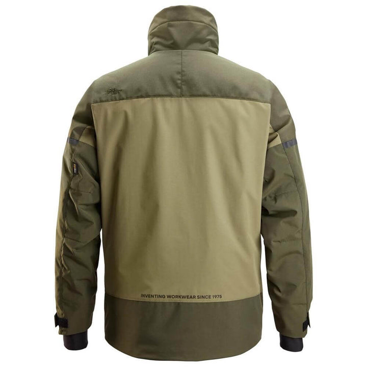 Snickers 1106 AllroundWork Insulated Jacket Khaki Green Dark Khaki Green back #colour_khaki-green-dark-khaki-green