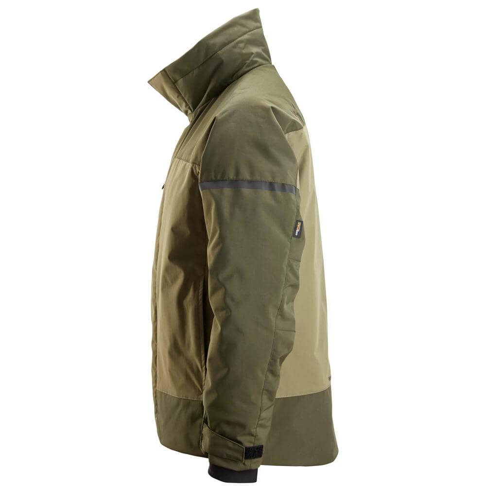 Snickers 1106 AllroundWork Insulated Jacket Khaki Green Dark Khaki Green left #colour_khaki-green-dark-khaki-green