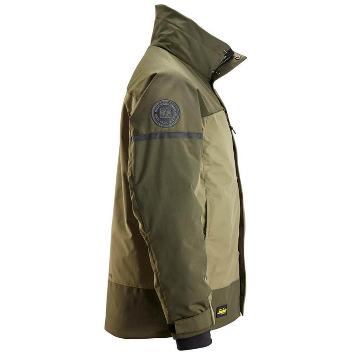 Snickers 1106 AllroundWork Insulated Jacket Khaki Green Dark Khaki Green right #colour_khaki-green-dark-khaki-green