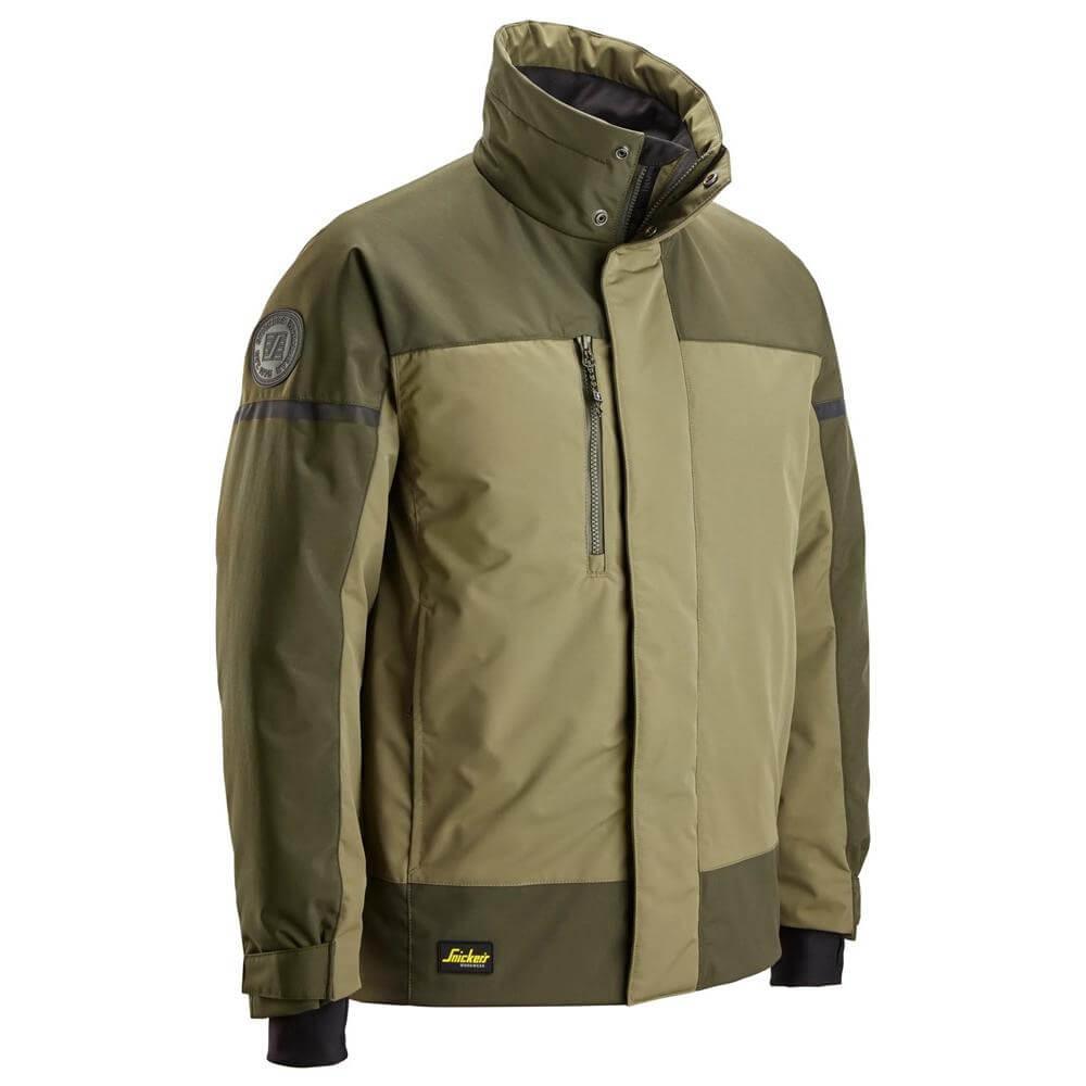 Snickers 1106 AllroundWork Insulated Jacket Khaki Green Dark Khaki Green vinkel #colour_khaki-green-dark-khaki-green
