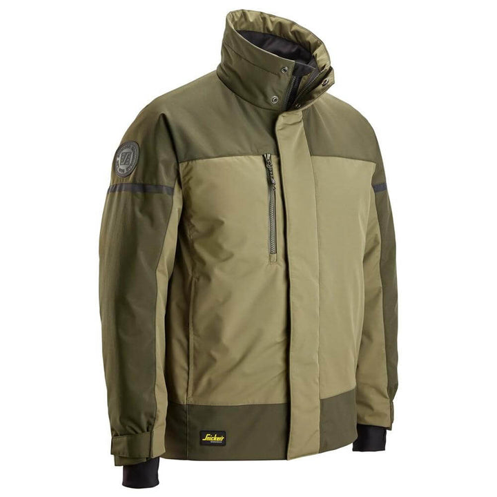 Snickers 1106 AllroundWork Insulated Jacket Khaki Green Dark Khaki Green vinkel #colour_khaki-green-dark-khaki-green