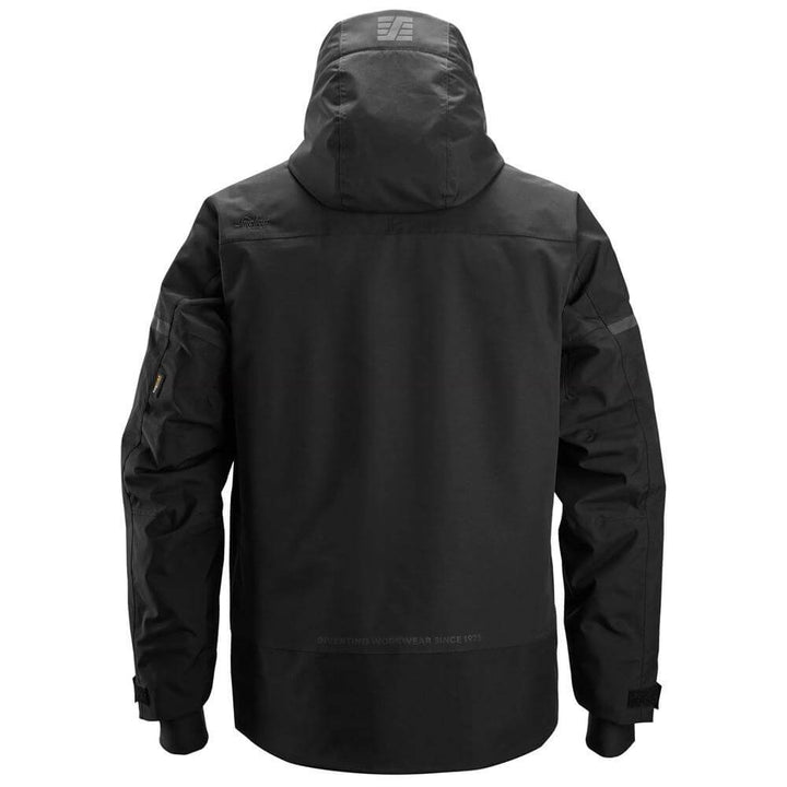 Snickers 1112 AllroundWork Waterproof Insulated Jacket Black Black back #colour_black-black