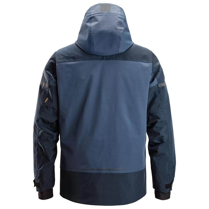 Snickers 1112 AllroundWork Waterproof Insulated Jacket Navy Dark Navy back #colour_navy-dark-navy