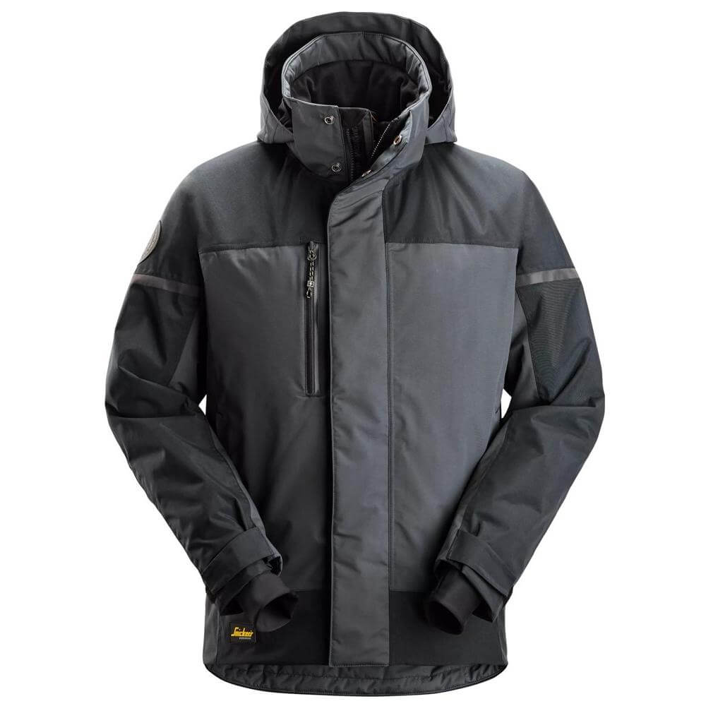 Snickers 1112 AllroundWork Waterproof Insulated Jacket Steel Grey Dark Steel Grey Main #colour_steel-grey-dark-steel-grey