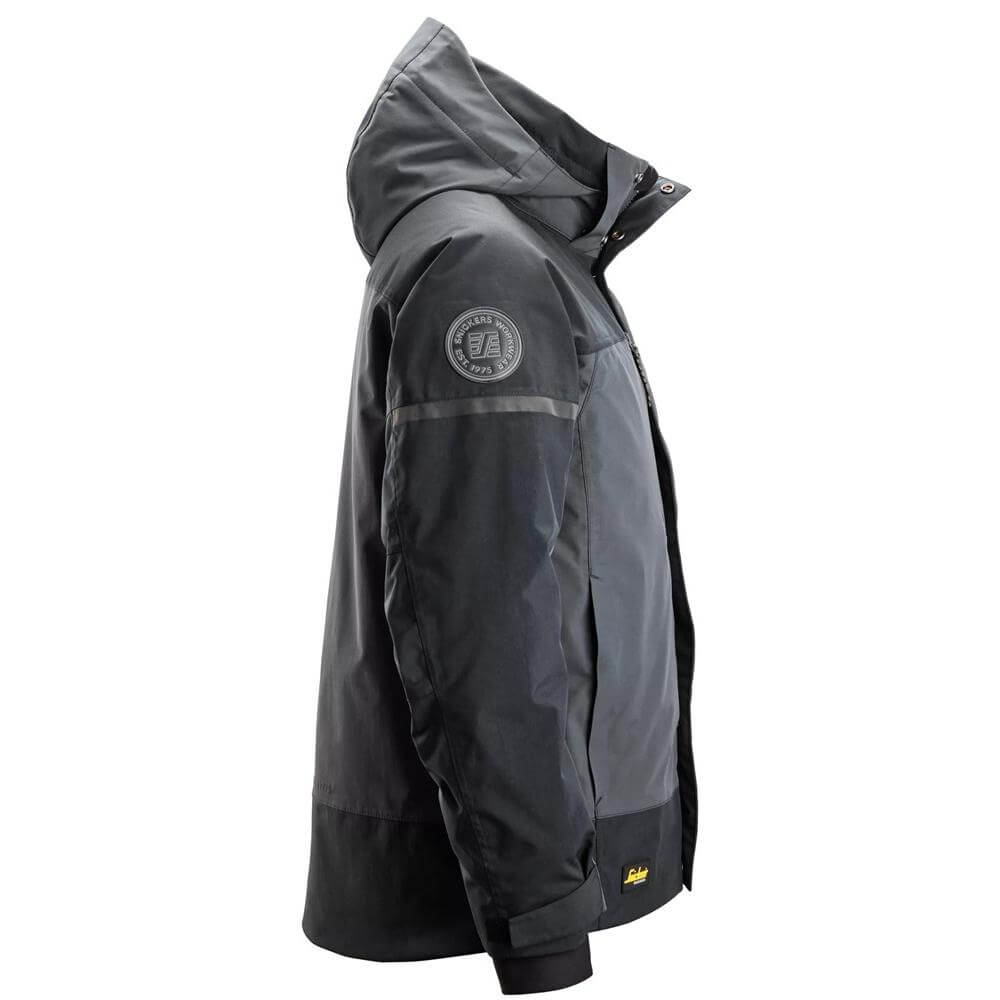 Snickers 1112 AllroundWork Waterproof Insulated Jacket Steel Grey Dark Steel Grey right #colour_steel-grey-dark-steel-grey