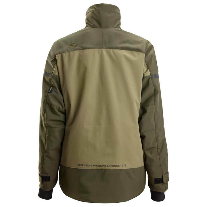 Snickers 1117 AllroundWork Womens Insulated Jacket Khaki Green Dark Khaki Green back #colour_khaki-green-dark-khaki-green