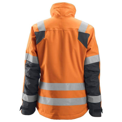 Snickers 1137 Womens Hi Vis 37.5 Insulated Jacket Class 2 3 Hi Vis Orange Steel Grey back #colour_hi-vis-orange-steel-grey