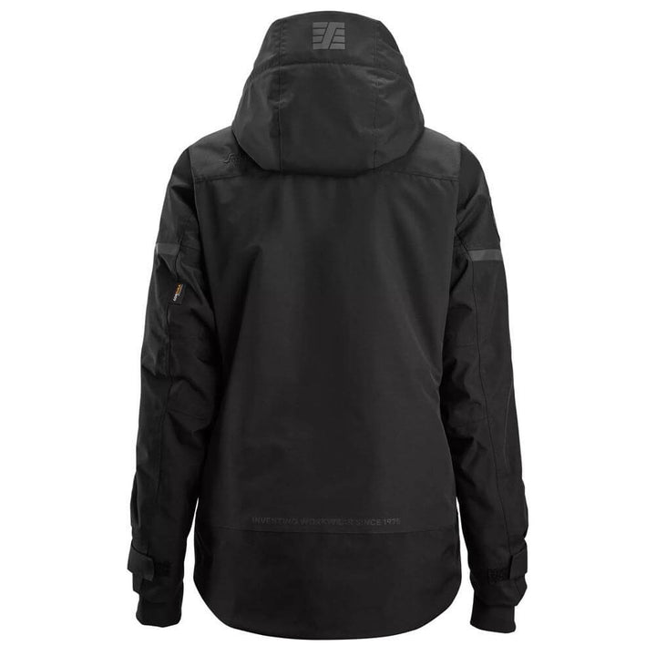 Snickers 1177 AllroundWork Womens Waterproof Insulated Jacket Black Black back #colour_black-black