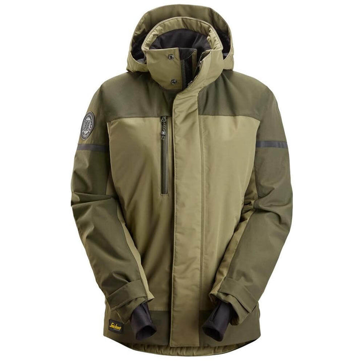 Snickers 1177 AllroundWork Womens Waterproof Insulated Jacket Khaki Green Dark Khaki Green Main #colour_khaki-green-dark-khaki-green