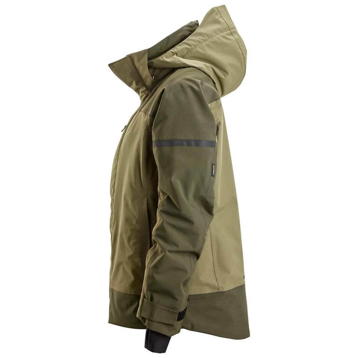 Snickers 1177 AllroundWork Womens Waterproof Insulated Jacket Khaki Green Dark Khaki Green left #colour_khaki-green-dark-khaki-green