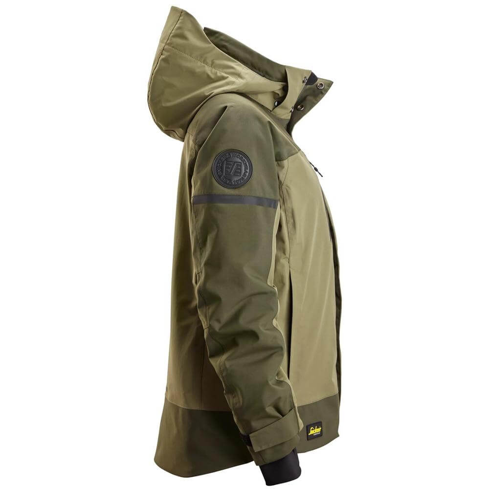 Snickers 1177 AllroundWork Womens Waterproof Insulated Jacket Khaki Green Dark Khaki Green right #colour_khaki-green-dark-khaki-green