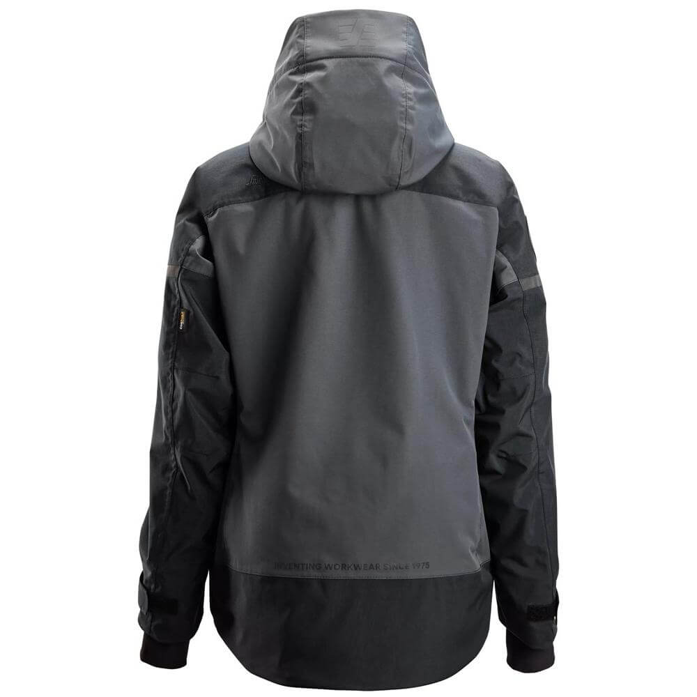 Snickers 1177 AllroundWork Womens Waterproof Insulated Jacket Steel Grey Dark Steel Grey back #colour_steel-grey-dark-steel-grey