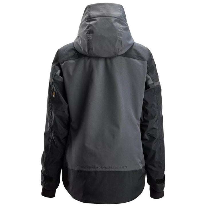 Snickers 1177 AllroundWork Womens Waterproof Insulated Jacket Steel Grey Dark Steel Grey back #colour_steel-grey-dark-steel-grey