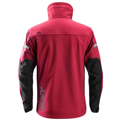 Snickers 1200 AllroundWork Soft Shell Jacket Chili Red Black back #colour_chili-red-black