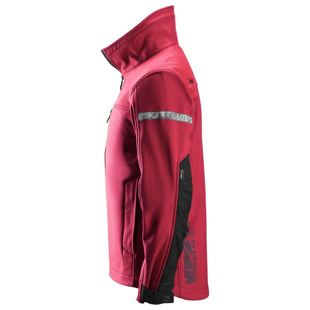 Snickers 1200 AllroundWork Soft Shell Jacket Chili Red Black left #colour_chili-red-black