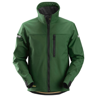 Snickers 1200 AllroundWork Soft Shell Jacket Forest Green Black Main #colour_forest-green-black