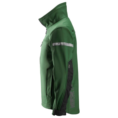 Snickers 1200 AllroundWork Soft Shell Jacket Forest Green Black left #colour_forest-green-black